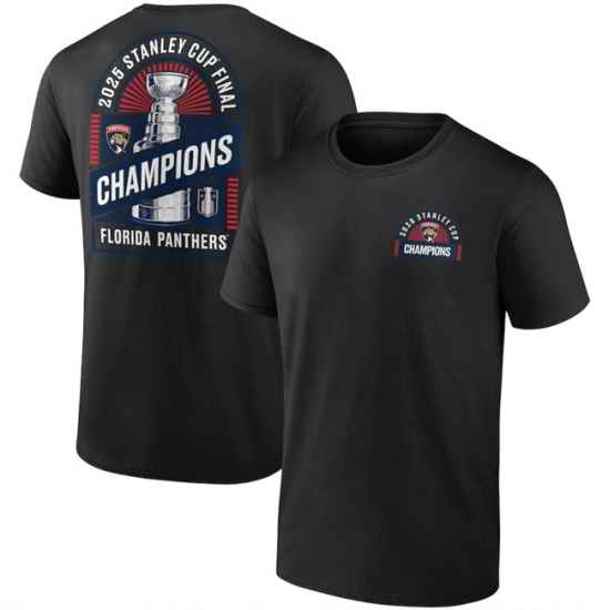 Men Florida Panthers Black 2025 Stanley Cup Champions Shine T Shirt